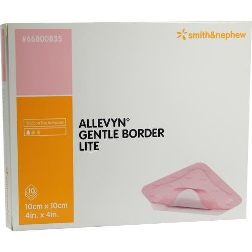 Das Produktfoto zeigt Allevyn Gentle Border Lite 10x10 Cm Schaumverb. (10 stk) PZN 09431227