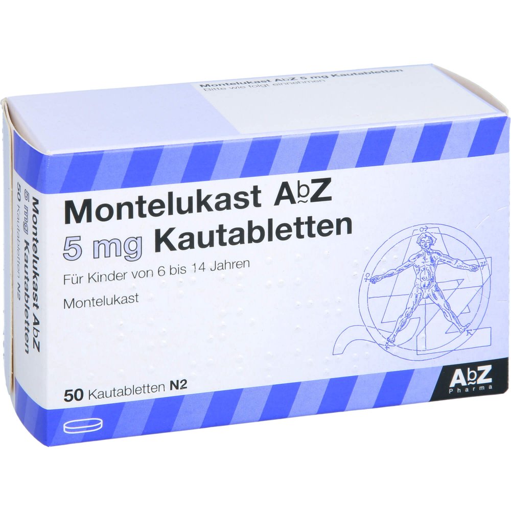 Das Produktfoto zeigt Montelukast Abz 5 Mg Kautabletten (50 stk) PZN 09434585