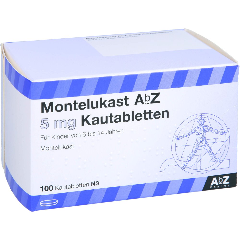 Das Produktfoto zeigt Montelukast Abz 5 Mg Kautabletten (100 stk) PZN 09434591
