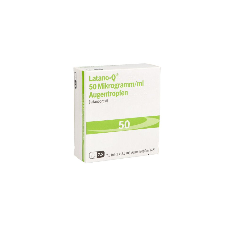 Das Produktfoto zeigt Latano-Q 50 Mikrogramm/Ml Augentropfen (3X2.5 ml) PZN 09435136