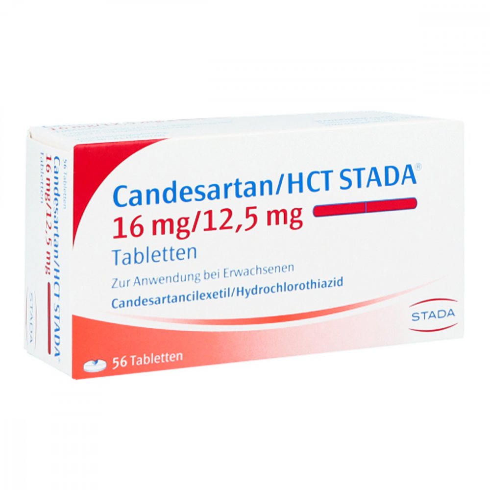 Das Produktfoto zeigt Candesartan/Hct Stada 16 Mg/12,5 Mg Tabletten (56 stk) PZN 09444431