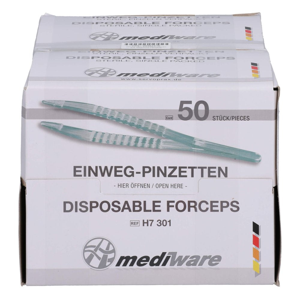 Das Produktfoto zeigt Pinzette Einmal Steril 14 Cm (100 stk) PZN 09461576