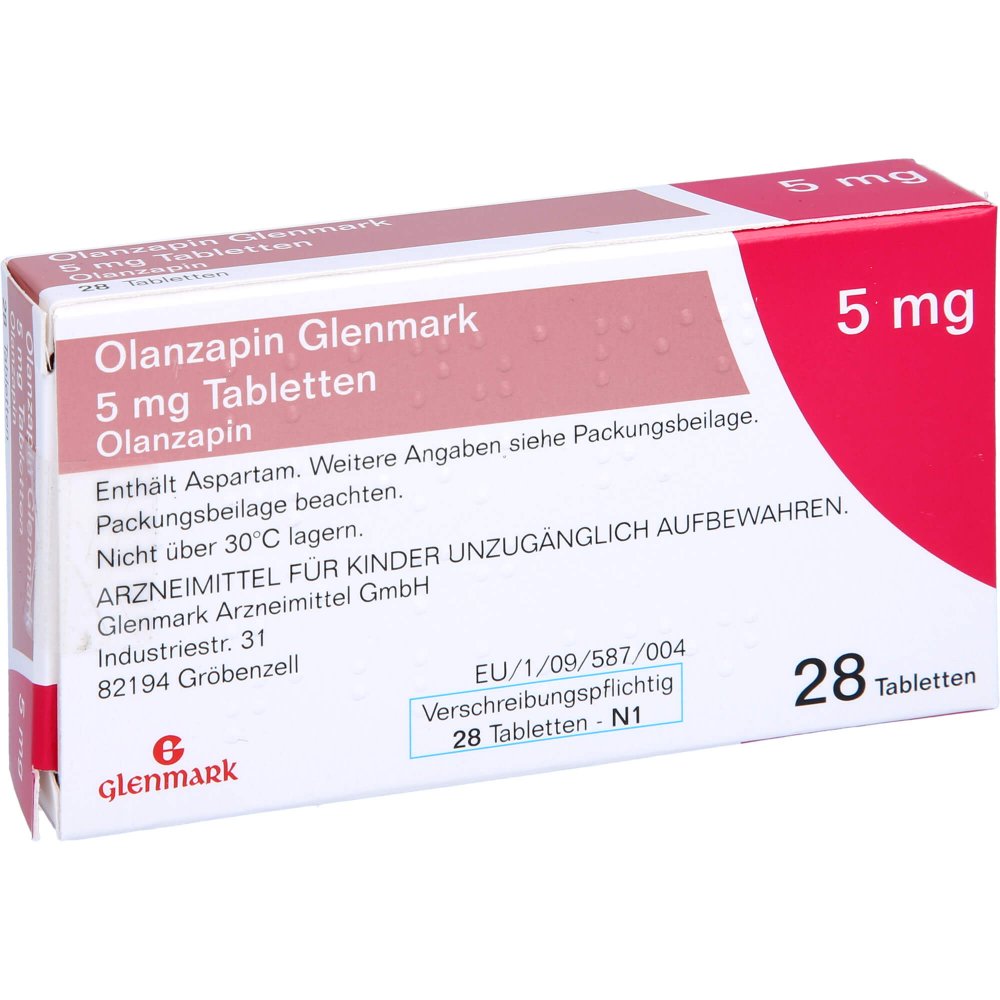 Das Produktfoto zeigt Olanzapin Glenmark 5 Mg Tabletten (28 stk) PZN 09465918