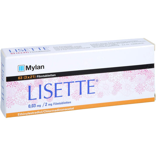 Das Produktfoto zeigt Lisette 0,03 Mg/2 Mg Filmtabletten (63 stk) PZN 09476684