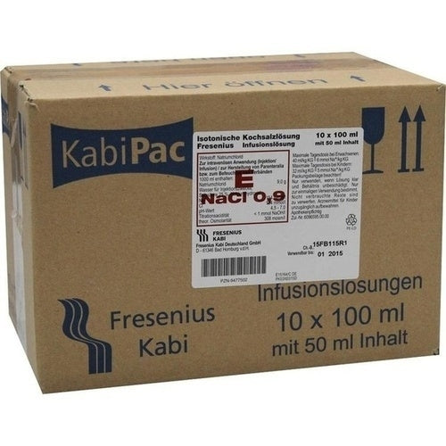 Das Produktfoto zeigt Isotonische Kochsalzlösung 100ml Halbgefüllt (10X50 ml) PZN 09477502