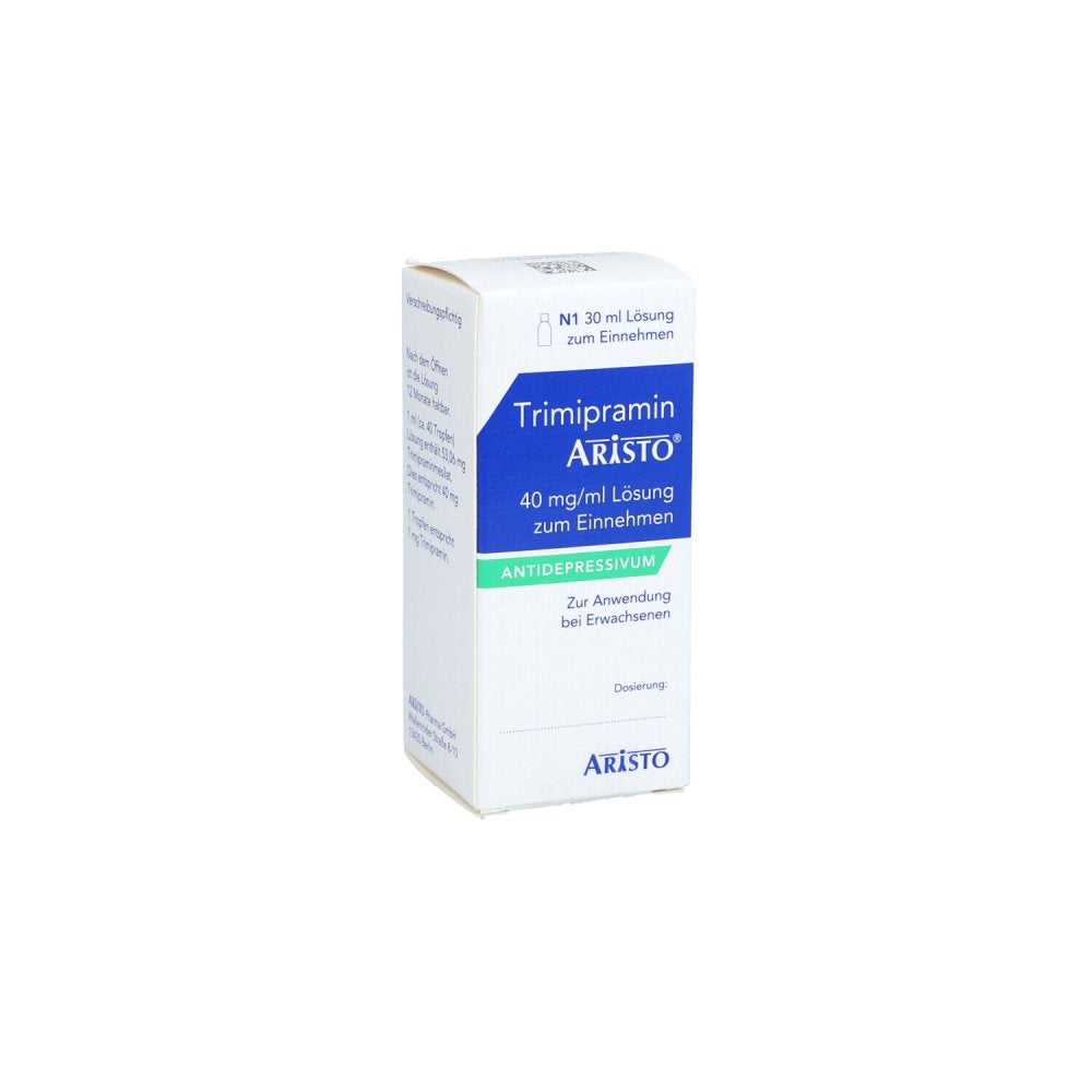 Das Produktfoto zeigt Trimipramin Aristo 40 Mg/Ml Lösung Z.Einnehmen (30 ml) PZN 09481857