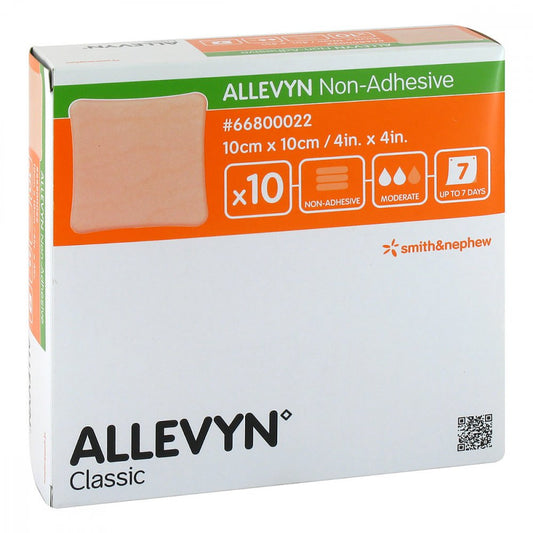 Das Produktfoto zeigt Allevyn Non Adhesive 10x10 Cm Wundverband (10 stk) PZN 09488173