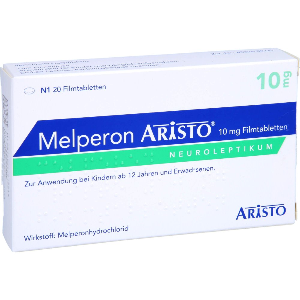 Das Produktfoto zeigt Melperon Aristo 10 Mg Filmtabletten (20 stk) PZN 09491301