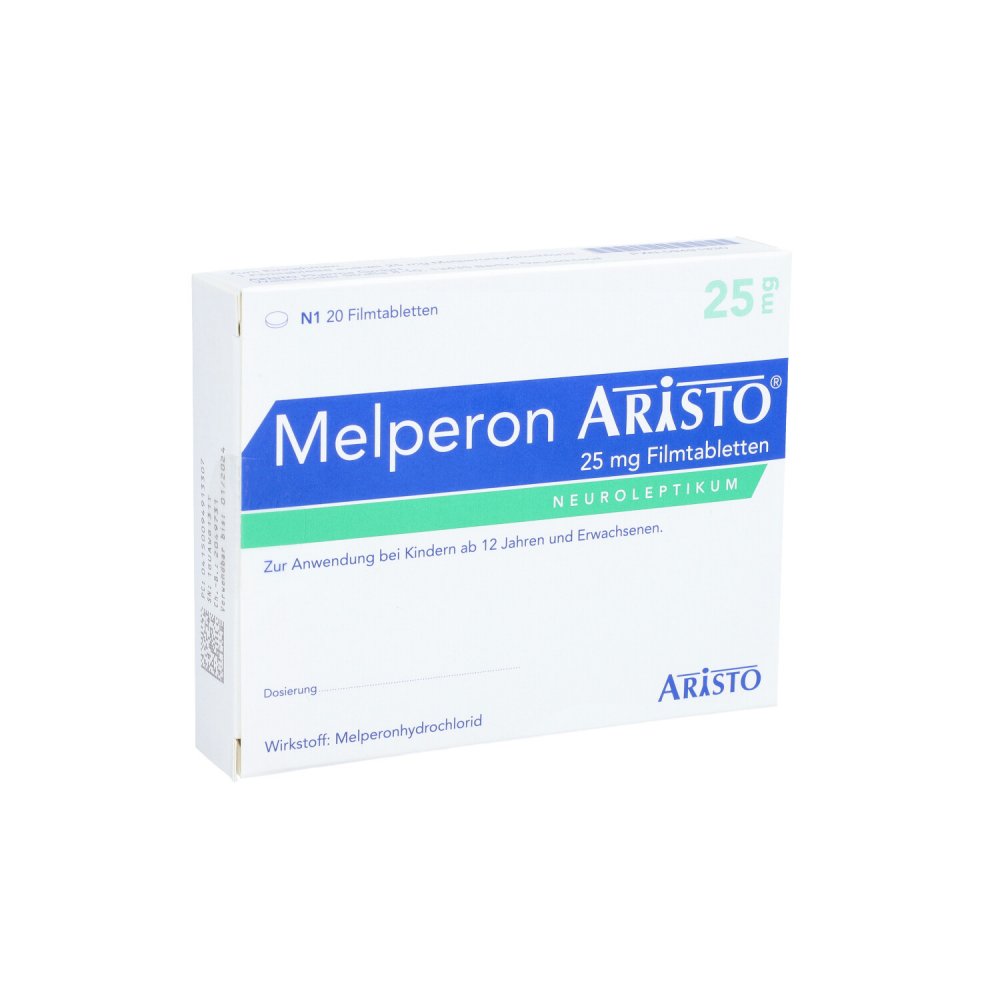 Das Produktfoto zeigt Melperon Aristo 25 Mg Filmtabletten (20 stk) PZN 09491330