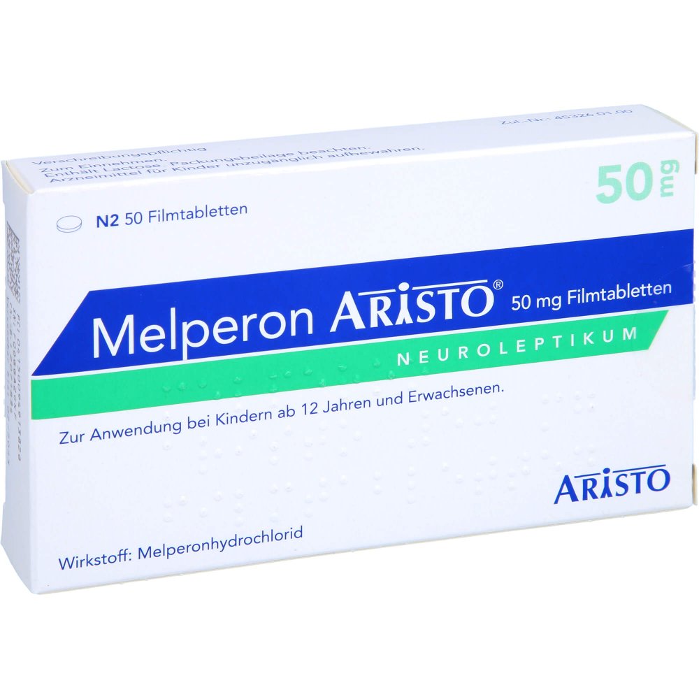 Das Produktfoto zeigt Melperon Aristo 50 Mg Filmtabletten (50 stk) PZN 09491382