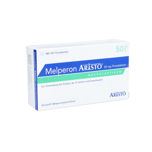 Das Produktfoto zeigt Melperon Aristo 50 Mg Filmtabletten (100 stk) PZN 09491399