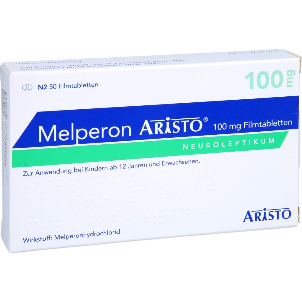 Das Produktfoto zeigt Melperon Aristo 100 Mg Filmtabletten (50 stk) PZN 09491413