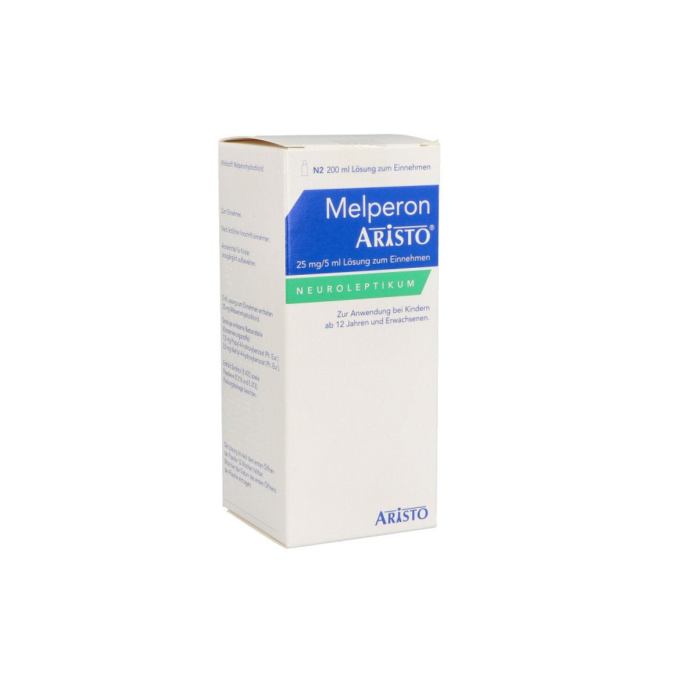 Das Produktfoto zeigt Melperon Aristo 25 Mg/5 Ml Lösung Zum Einnehmen (200 ml) PZN 09491459