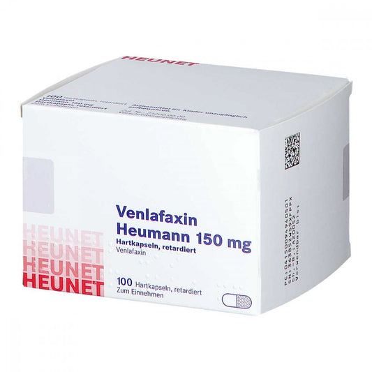 Das Produktfoto zeigt Venlafaxin Heumann 150 Mg Hartkaps.Retard.Heunet (100 stk) PZN 09494050