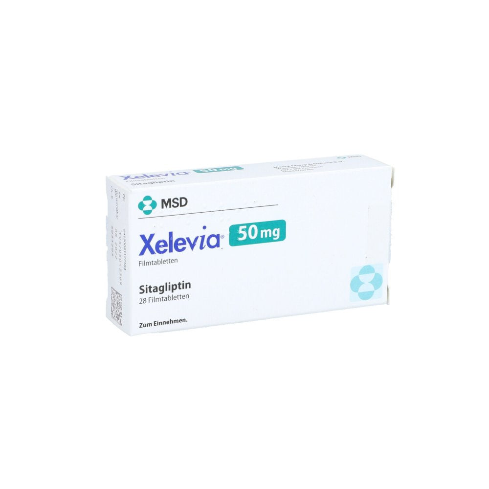 Das Produktfoto zeigt Xelevia 50 Mg Filmtabletten (28 stk) PZN 09517710
