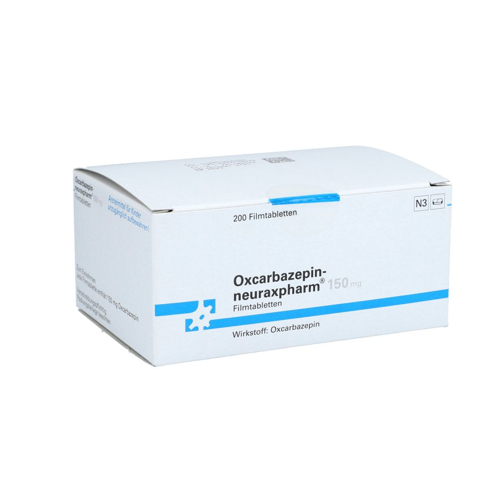 Das Produktfoto zeigt Oxcarbazepin-Neuraxpharm 150 Mg Filmtabletten (200 stk) PZN 09519465
