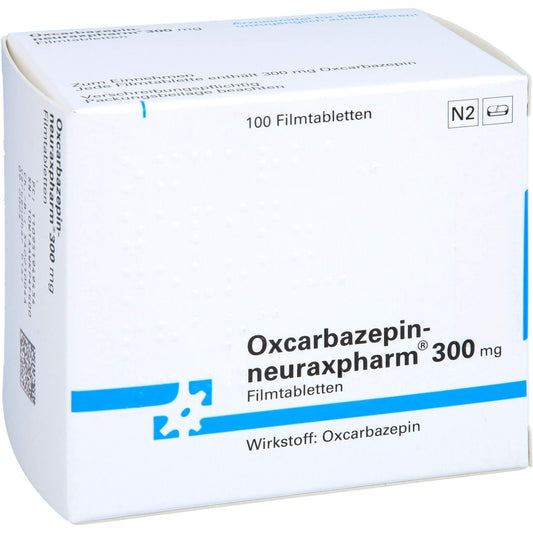 Das Produktfoto zeigt Oxcarbazepin-Neuraxpharm 300 Mg Filmtabletten (100 stk) PZN 09519494