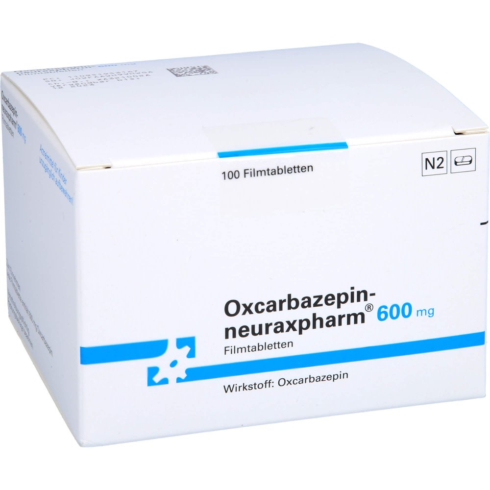 Das Produktfoto zeigt Oxcarbazepin-Neuraxpharm 600 Mg Filmtabletten (100 stk) PZN 09519531