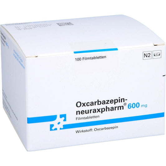 Das Produktfoto zeigt Oxcarbazepin-Neuraxpharm 600 Mg Filmtabletten (100 stk) PZN 09519531