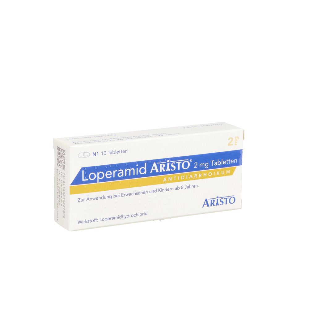 Das Produktfoto zeigt Loperamid Aristo 2 Mg Tabletten (10 stk) PZN 09520787
