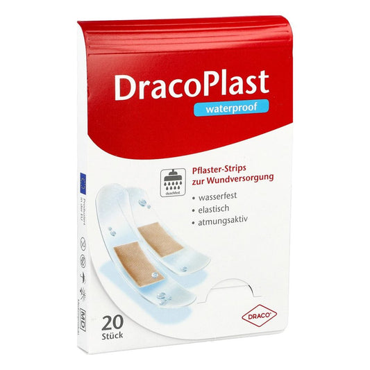 Das Produktfoto zeigt Dracoplast Waterproof Pflasterstrips Sortiert (20 stk) PZN 09521290