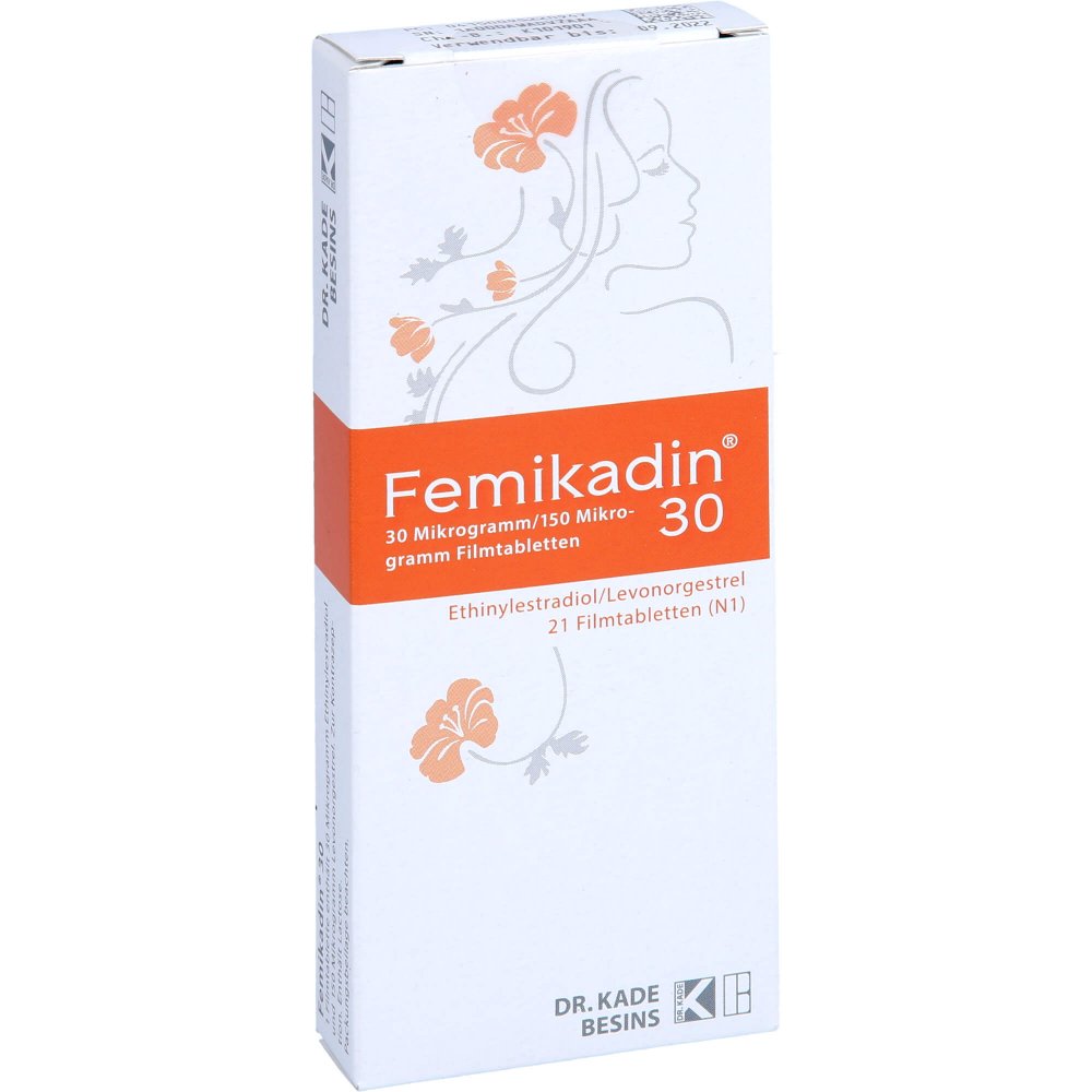 Das Produktfoto zeigt Femikadin 30 Filmtabletten (1X21 stk) PZN 09522094