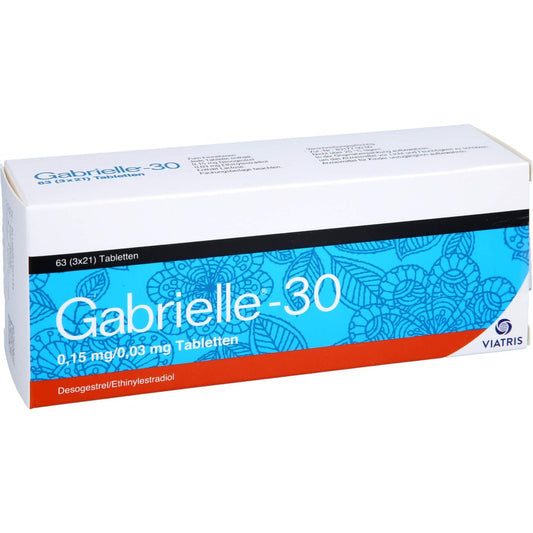 Das Produktfoto zeigt Gabrielle-30 0,15 Mg/0,03 Mg Tabletten (63 stk) PZN 09530113