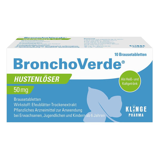 Das Produktfoto zeigt Bronchoverde Hustenlöser 50 Mg Brausetabletten (10 stk) PZN 09542932
