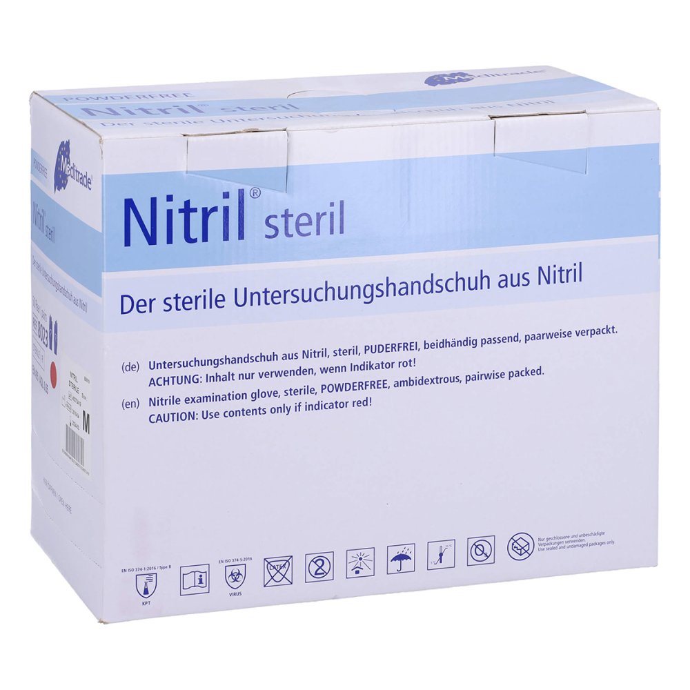 Das Produktfoto zeigt Nitril Unt.Handsch.Steril Pf Gr.S Paarweise (50X2 stk) PZN 09544658