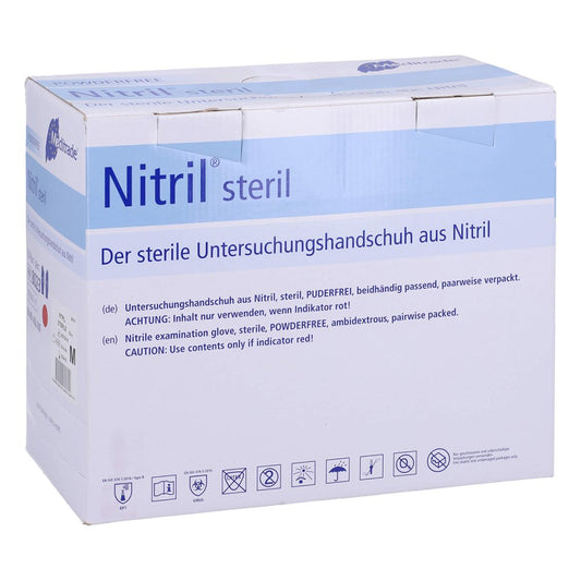 Das Produktfoto zeigt Nitril Unt.Handsch.Steril Pf Gr.S Paarweise (50X2 stk) PZN 09544658