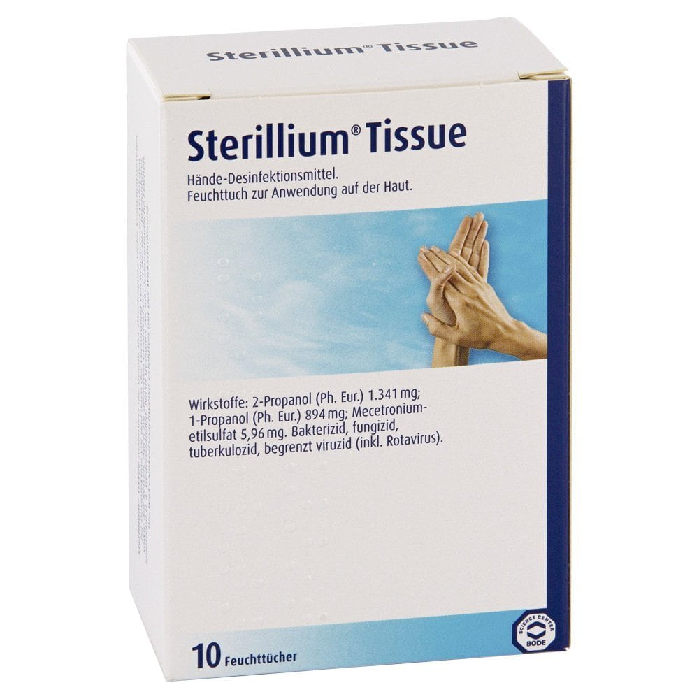 Das Produktfoto zeigt Sterillium Tissue Händedesinfektion (10 stk) PZN 09545362