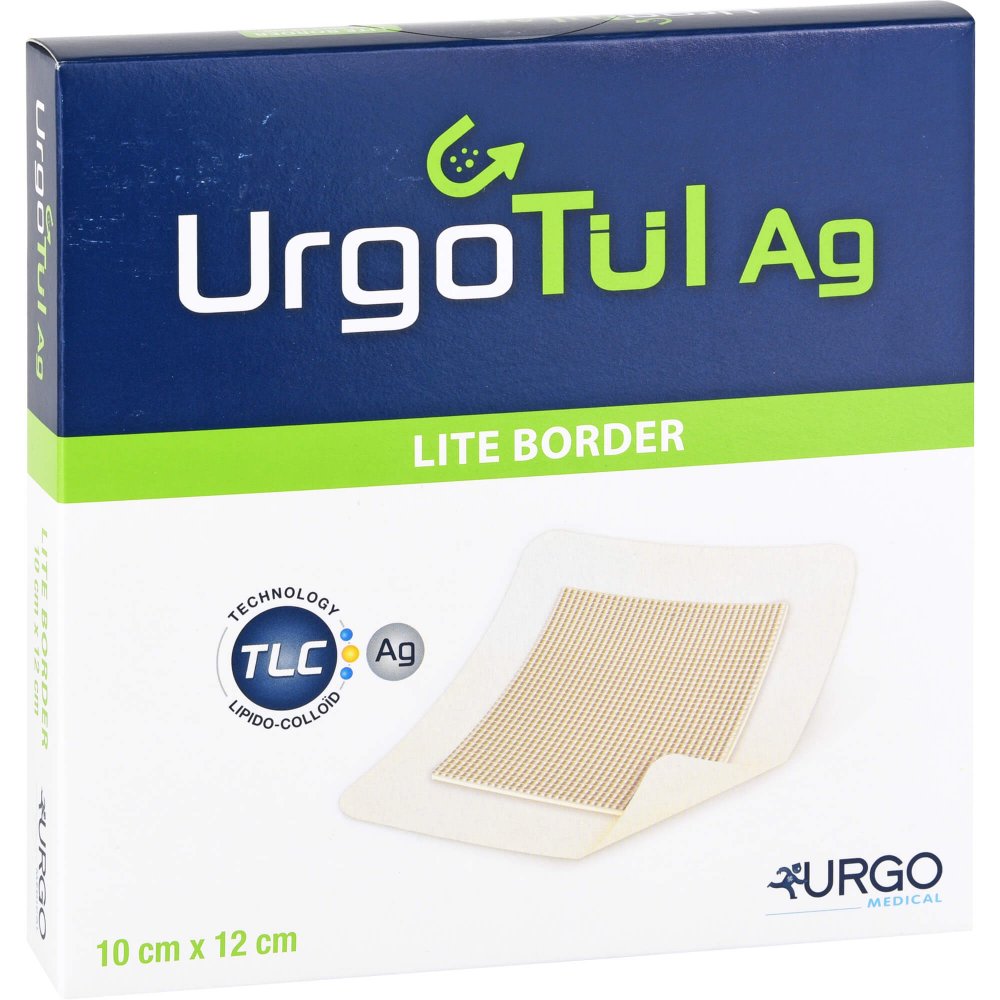Das Produktfoto zeigt Urgotül Ag Lite Border 10x12 Cm Verband (10 stk) PZN 09607175