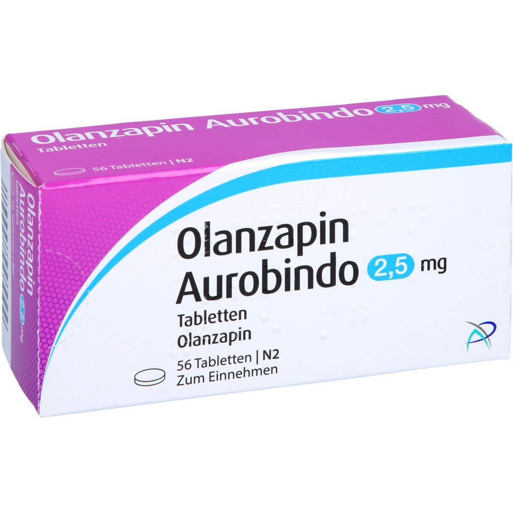 Das Produktfoto zeigt Olanzapin Aurobindo 2,5 Mg Tabletten (56 stk) PZN 09618167