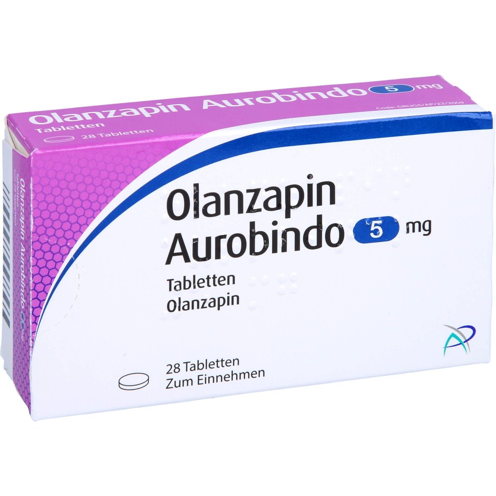 Das Produktfoto zeigt Olanzapin Aurobindo 5 Mg Tabletten (28 stk) PZN 09618196