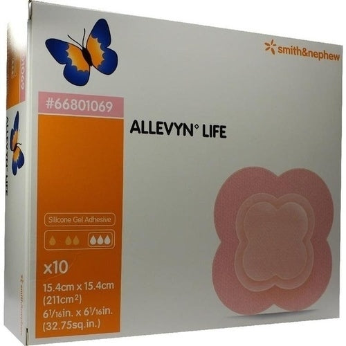 Das Produktfoto zeigt Allevyn Life 15,4x15,4 Cm Silikonschaumverband (10 stk) PZN 09634048