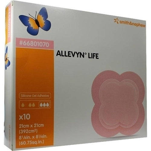 Das Produktfoto zeigt Allevyn Life 21x21 Cm Silikonschaumverband (10 stk) PZN 09634060