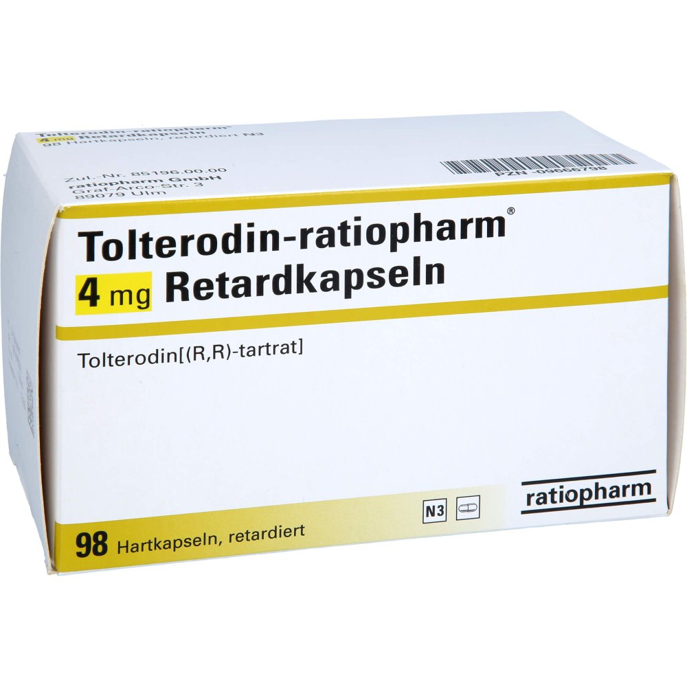 Das Produktfoto zeigt Tolterodin-Ratiopharm 4 Mg Retardkapseln (98 stk) PZN 09666798