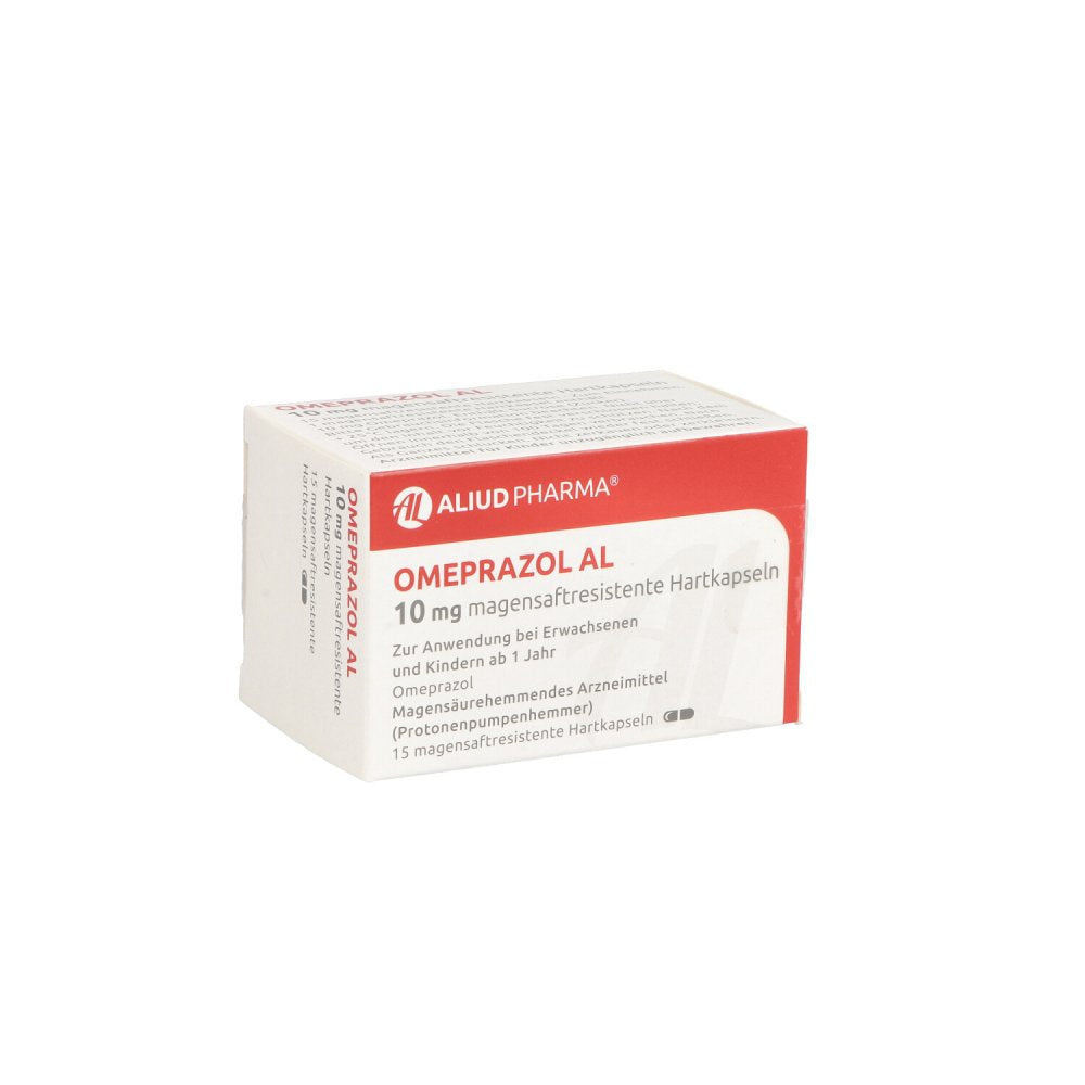 Das Produktfoto zeigt Omeprazol Al 10 Mg Magensaftresistente Hartkapseln (15 stk) PZN 09667415