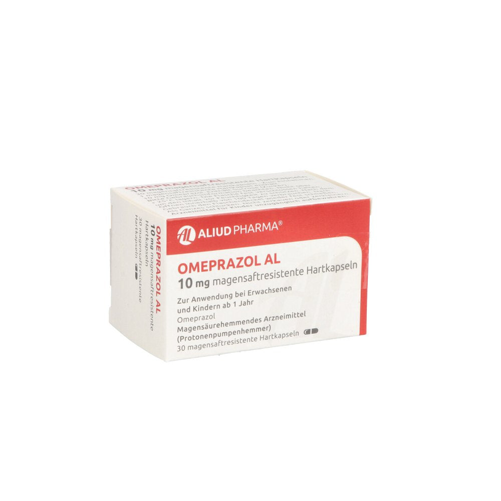 Das Produktfoto zeigt Omeprazol Al 10 Mg Magensaftresistente Hartkapseln (30 stk) PZN 09667421