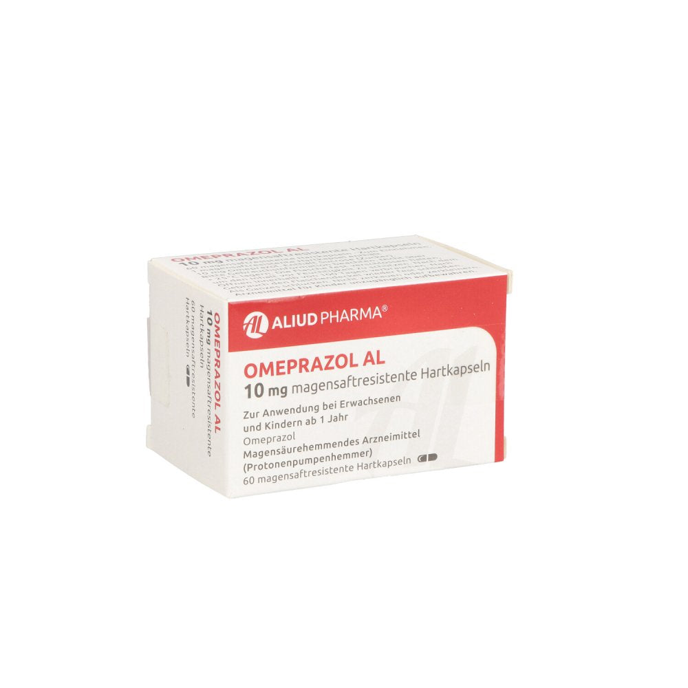 Das Produktfoto zeigt Omeprazol Al 10 Mg Magensaftresistente Hartkapseln (60 stk) PZN 09667438