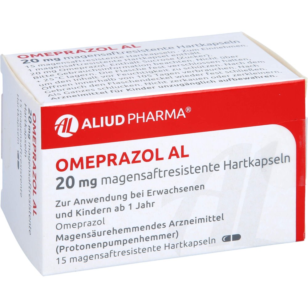 Das Produktfoto zeigt Omeprazol Al 20 Mg Magensaftresistente Hartkapseln (15 stk) PZN 09667450