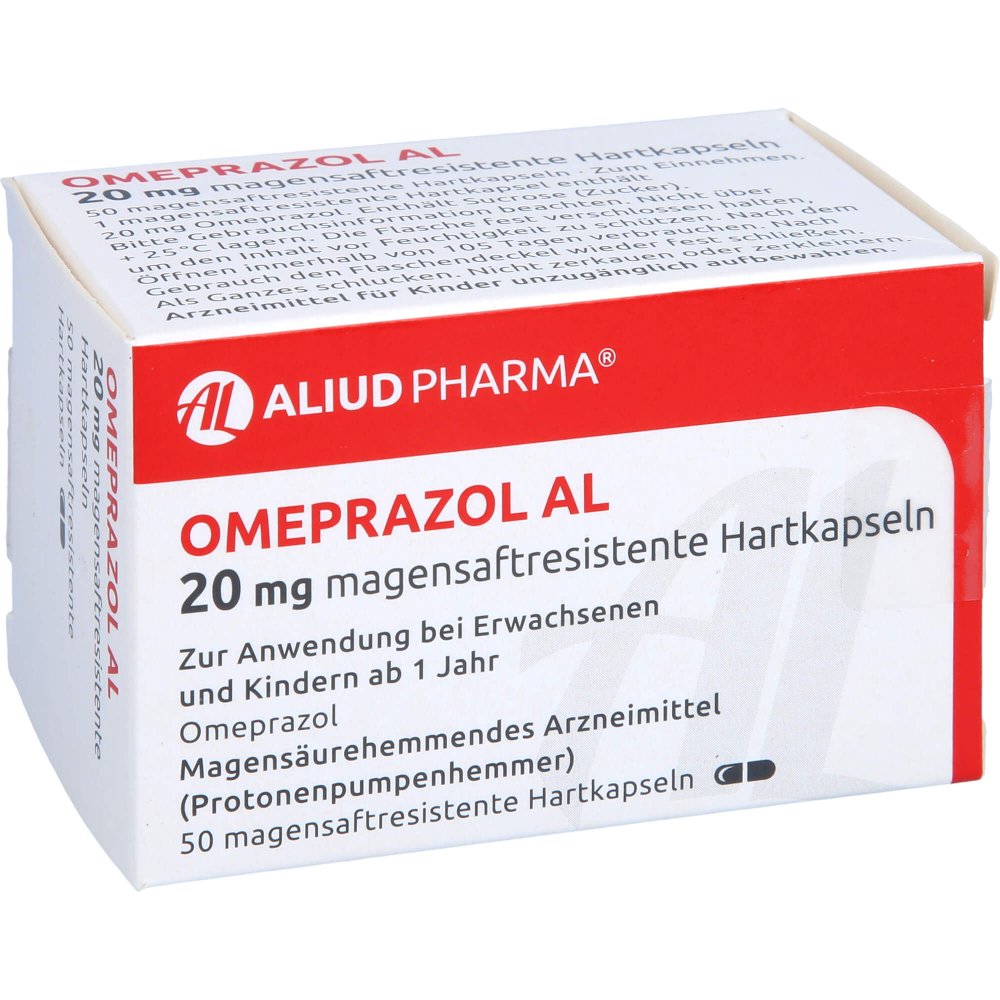 Das Produktfoto zeigt Omeprazol Al 20 Mg Magensaftresistente Hartkapseln (50 stk) PZN 09667473