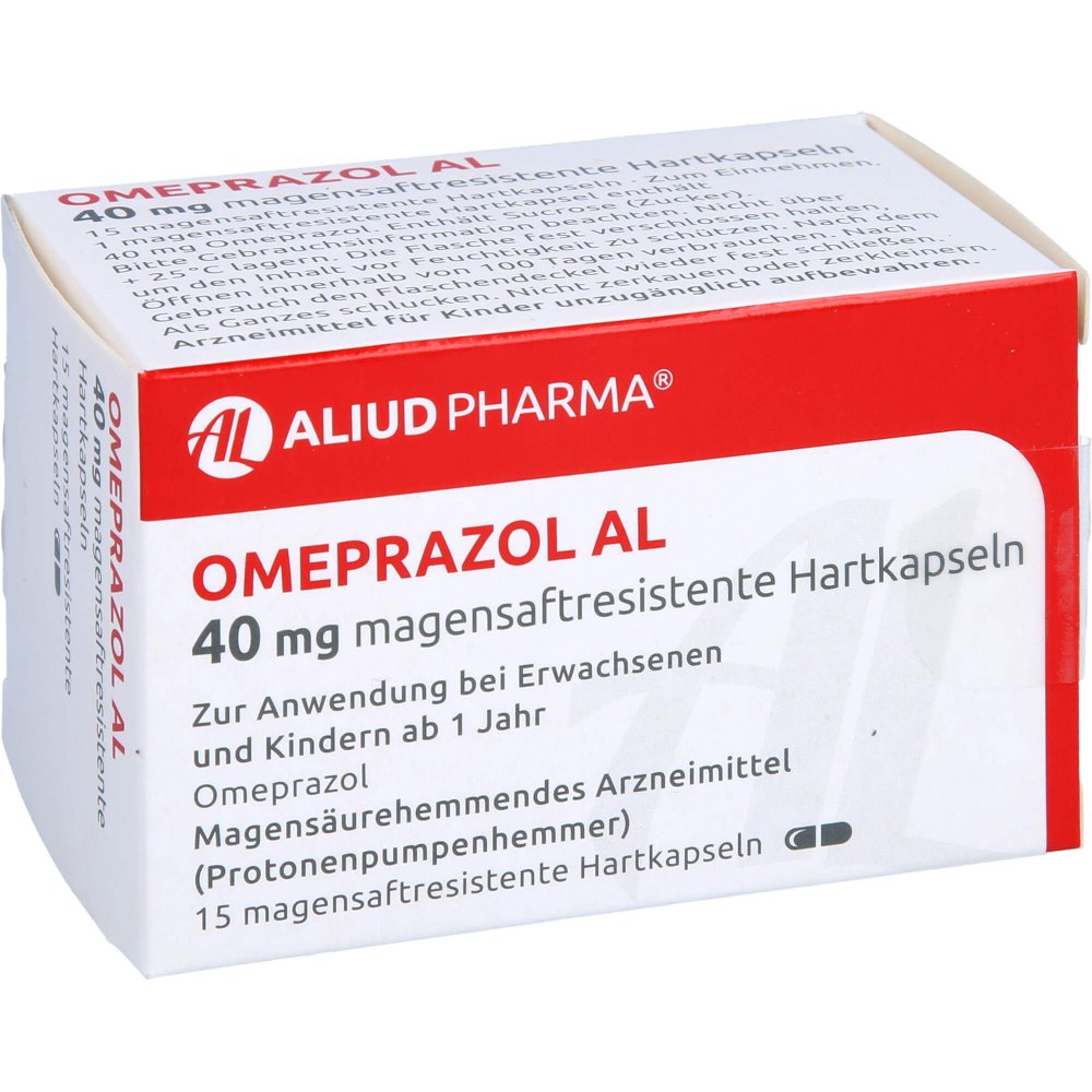 Das Produktfoto zeigt Omeprazol Al 40 Mg Magensaftresistente Hartkapseln (15 stk) PZN 09667510