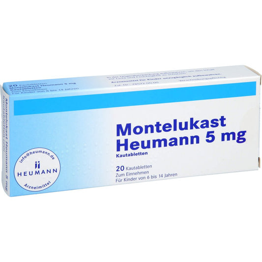 Das Produktfoto zeigt Montelukast Heumann 5 Mg Kautabletten (20 stk) PZN 09673516