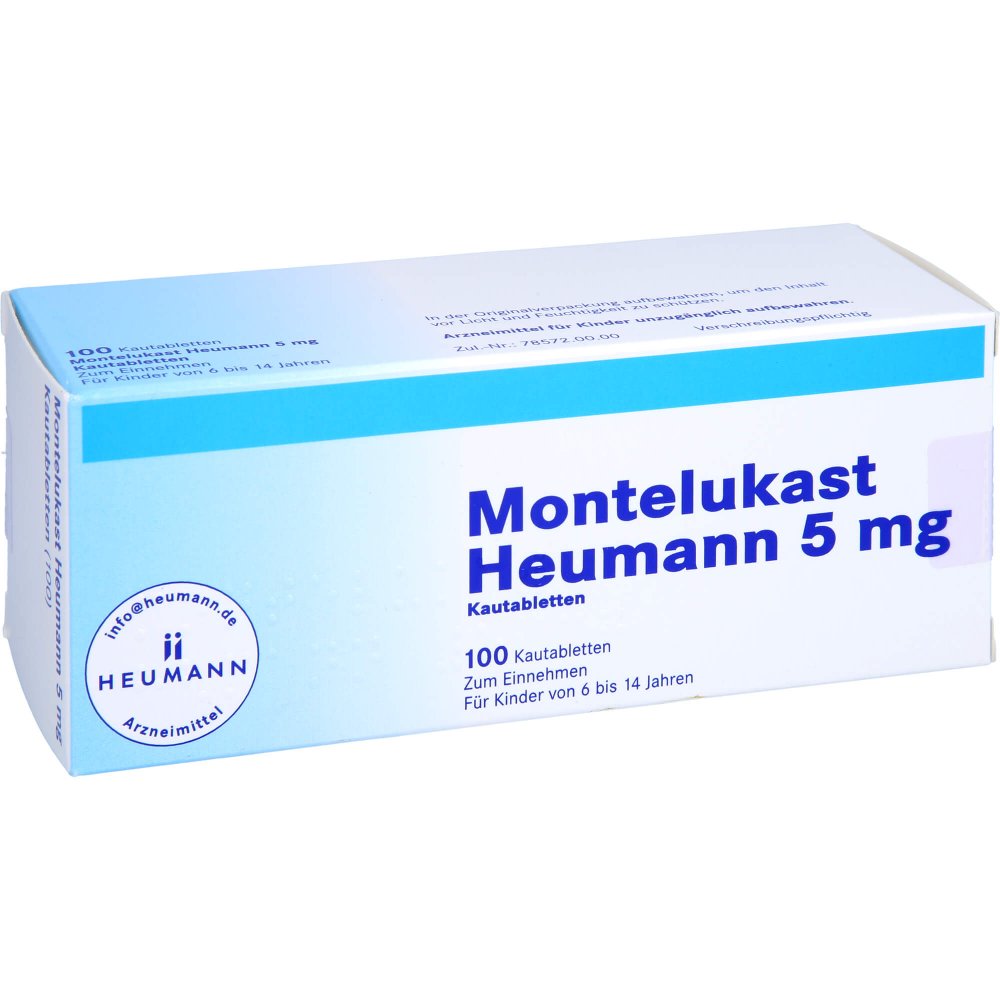 Das Produktfoto zeigt Montelukast Heumann 5 Mg Kautabletten (100 stk) PZN 09673539