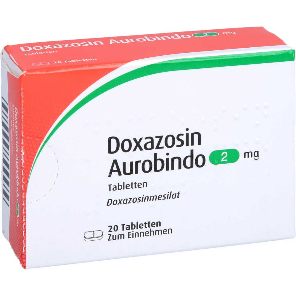 Das Produktfoto zeigt Doxazosin Aurobindo 2 Mg Tabletten (20 stk) PZN 09673597