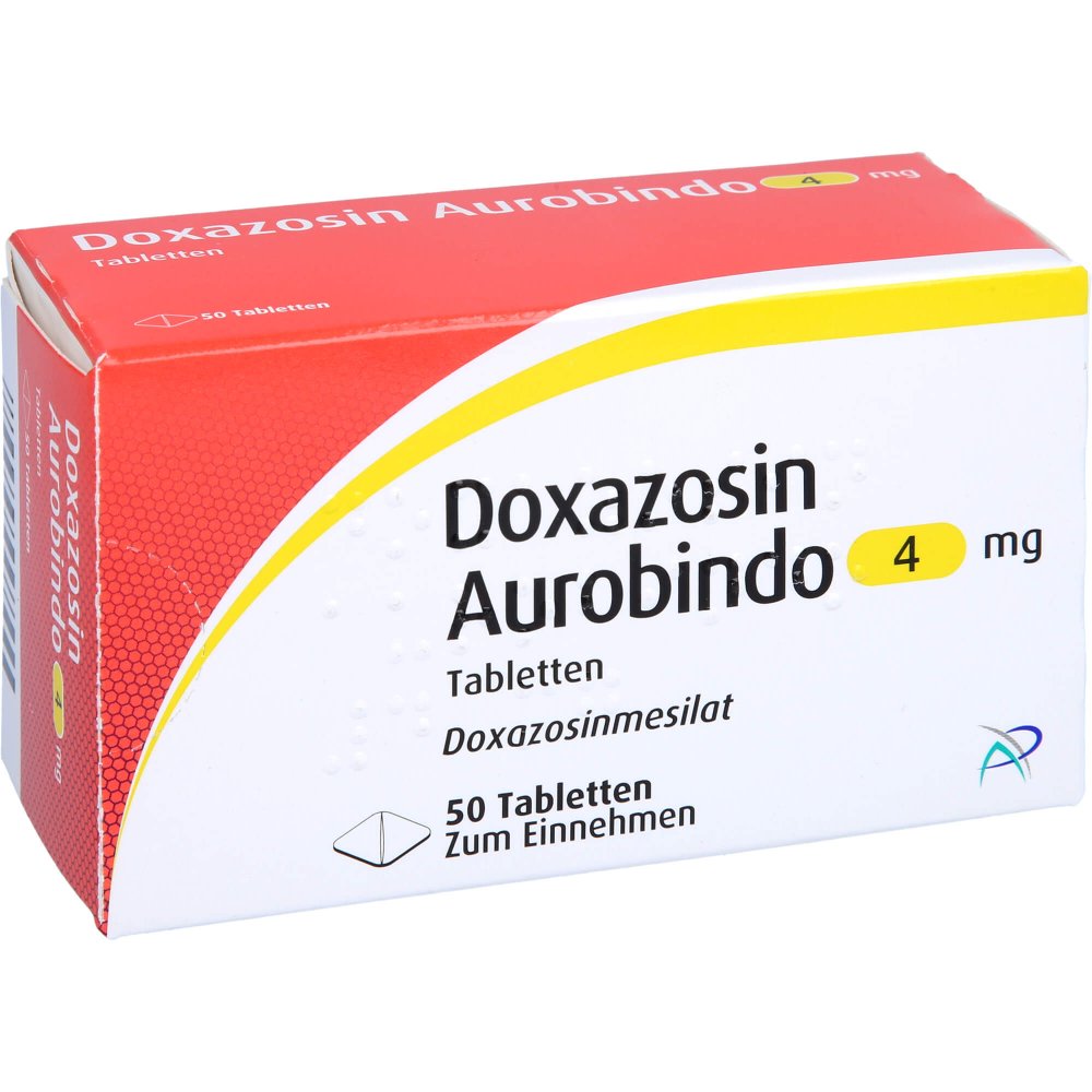 Das Produktfoto zeigt Doxazosin Aurobindo 4 Mg Tabletten (50 stk) PZN 09673634