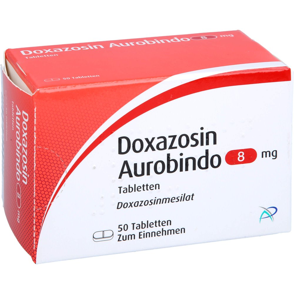 Das Produktfoto zeigt Doxazosin Aurobindo 8 Mg Tabletten (50 stk) PZN 09673663