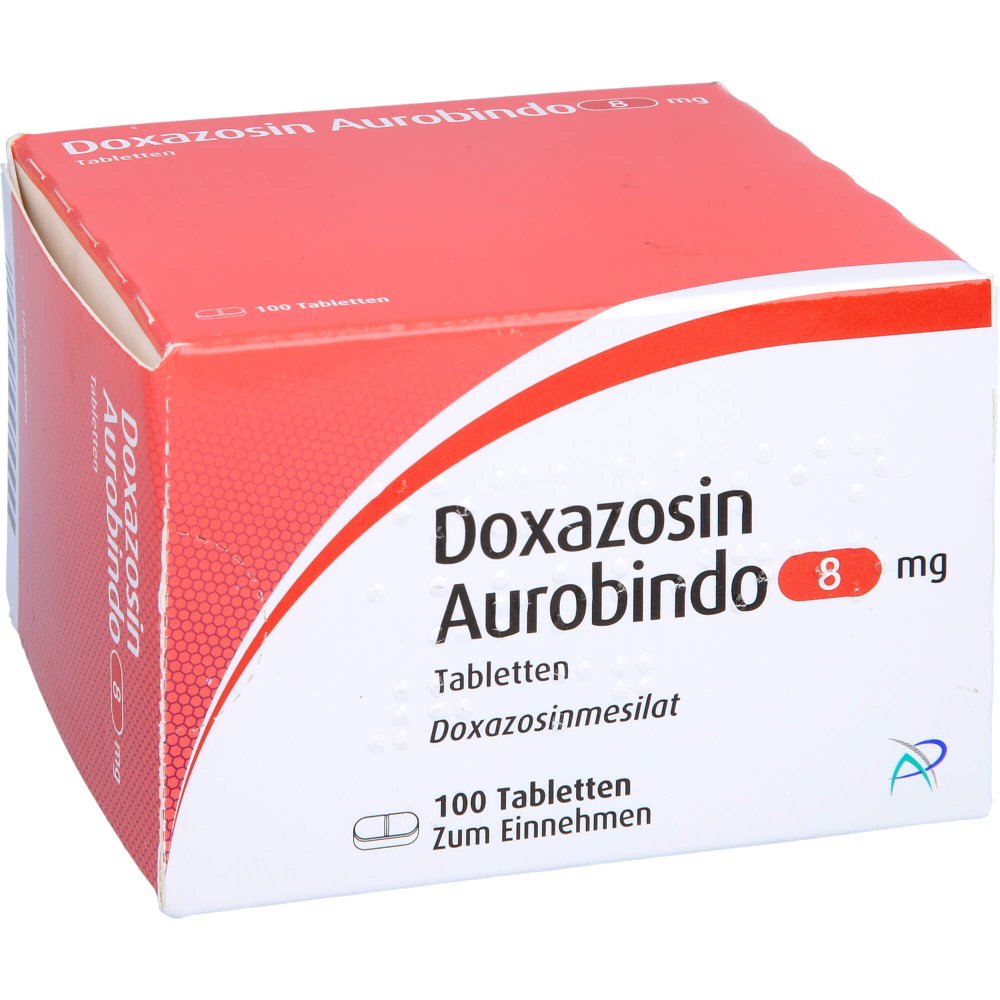 Das Produktfoto zeigt Doxazosin Aurobindo 8 Mg Tabletten (100 stk) PZN 09673686