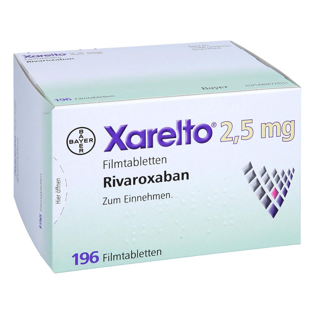 Das Produktfoto zeigt Xarelto 2,5 Mg Filmtabletten (1X196 stk) PZN 09676408
